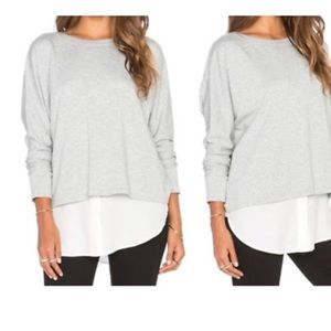 Vince Mixed Media Top tunic White Poplin Underlayer S